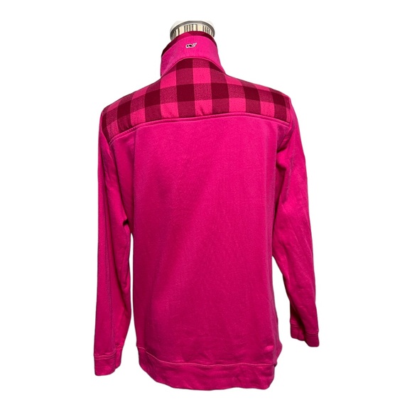 Vineyard Vines | pink shep shirt plaid shoulder design small pockets button neck - Picture 3 of 16
